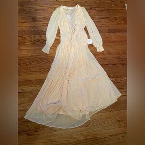 NWT Lulu’s Elegant Cream Wrap Dress